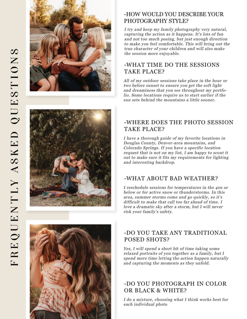 FAQs about your family photo session