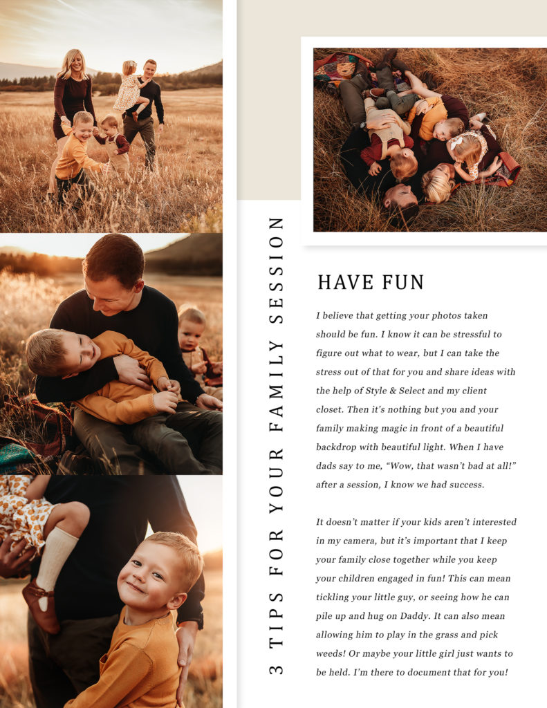 three tips for your family photo session, instructions to have fun at your family photo session
