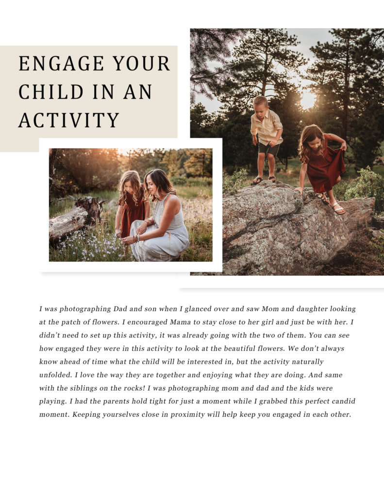 instructions to engage your child in an activity at your family photo session