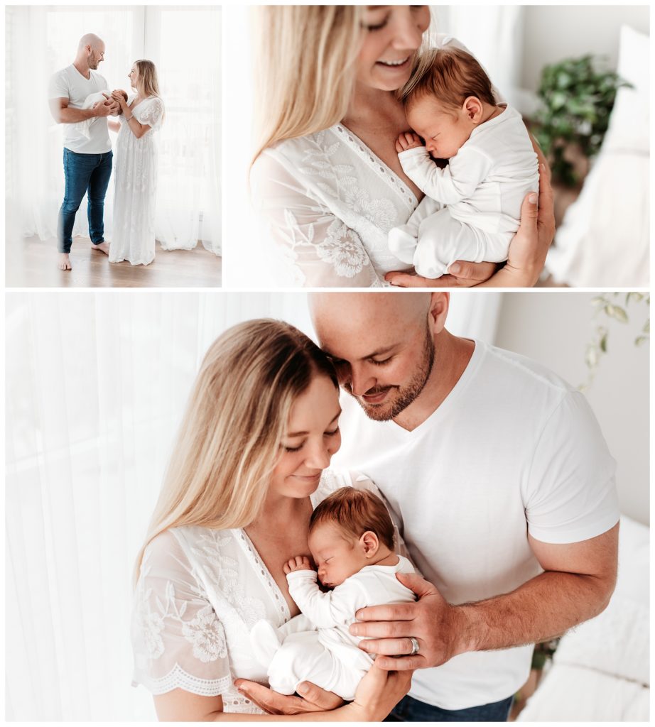 family newborn photos in white studio