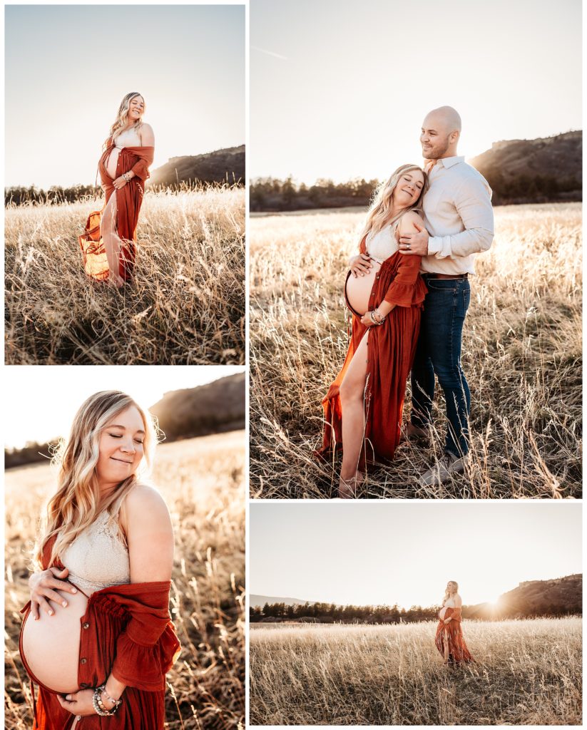 red dress mother maternity photos at dawson butte